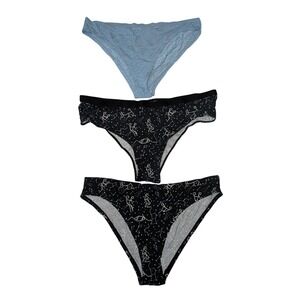 Shinesty Bikini Panty Set 3 Pack Blue  Black Constellation Print Underwear
